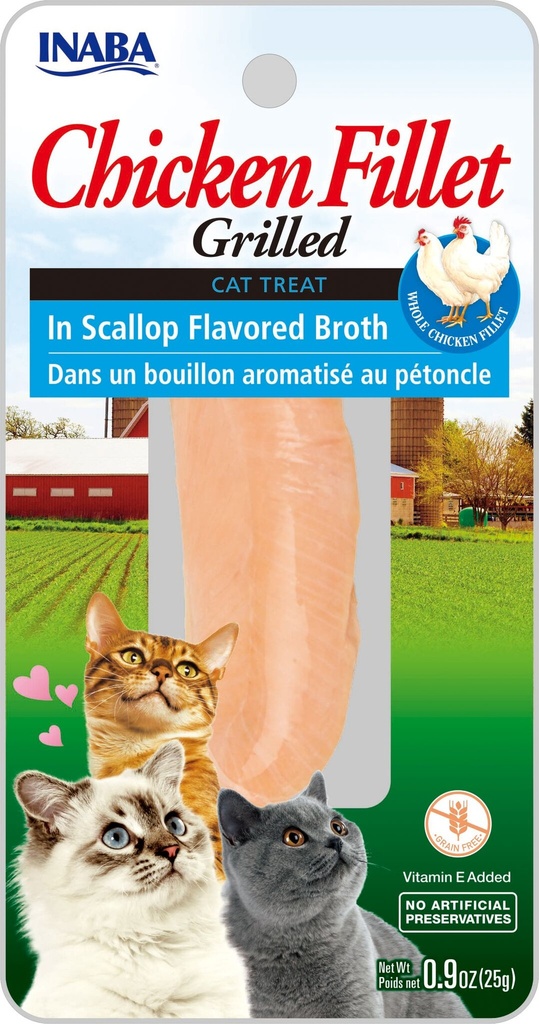INABA Chicken Fillet Cat Treat In Scallop Flavored Broth 25g