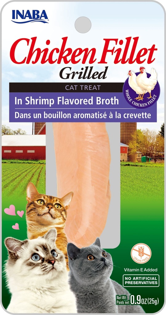 Inaba Chicken Fillet Cat Treat 25g Grilled In Shrimp Flavored Broth