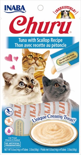 INABA Churu Cat Treat Tuna With Scallop 4x14g