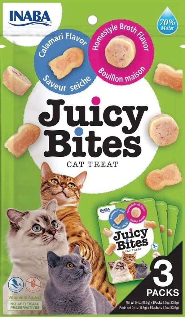 Inaba Juicy Bites Cat Treat 3x12g Calamari Flavor.