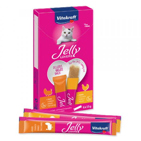 Vitakraft Cat Treat Jelly Lovers Chicken, Turkey, 6 × 15g