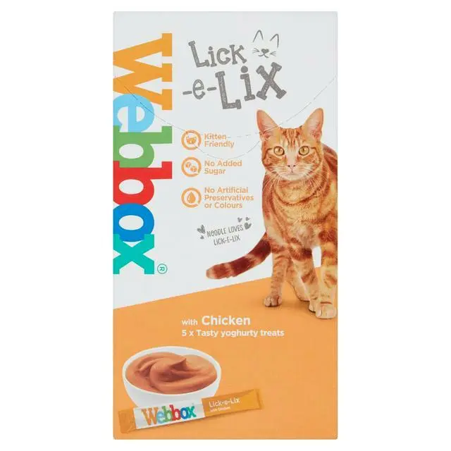 Webbox Cats Delight Lick-e-lix Cat Treats Chicken, 5 x 15g