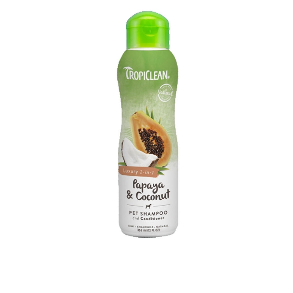 Tropiclean Papaya & Coconut 2-in-1 Shampoo & Conditioner for Dogs, 355ml