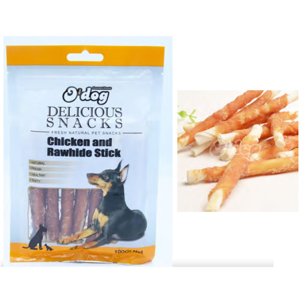 O'dog Chicken & Rawhide Sticks Dog Treat 100g
