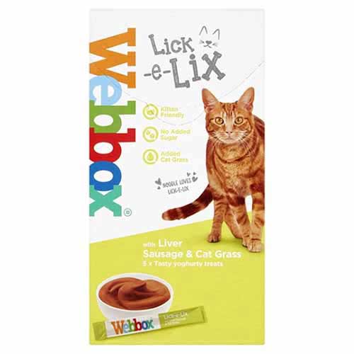 Webbox Cat Treat Lick-E-Lix Liver Sausage & Cat Grass 5x15g