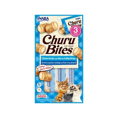 Inaba Churu Bites Cat Treat 3x10g Chicken Wrap Tuna Scallop Filling.