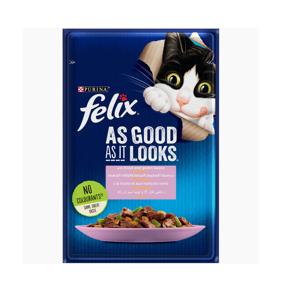 Felix Wet Cat Food with Salmon and Green Beans, 85g