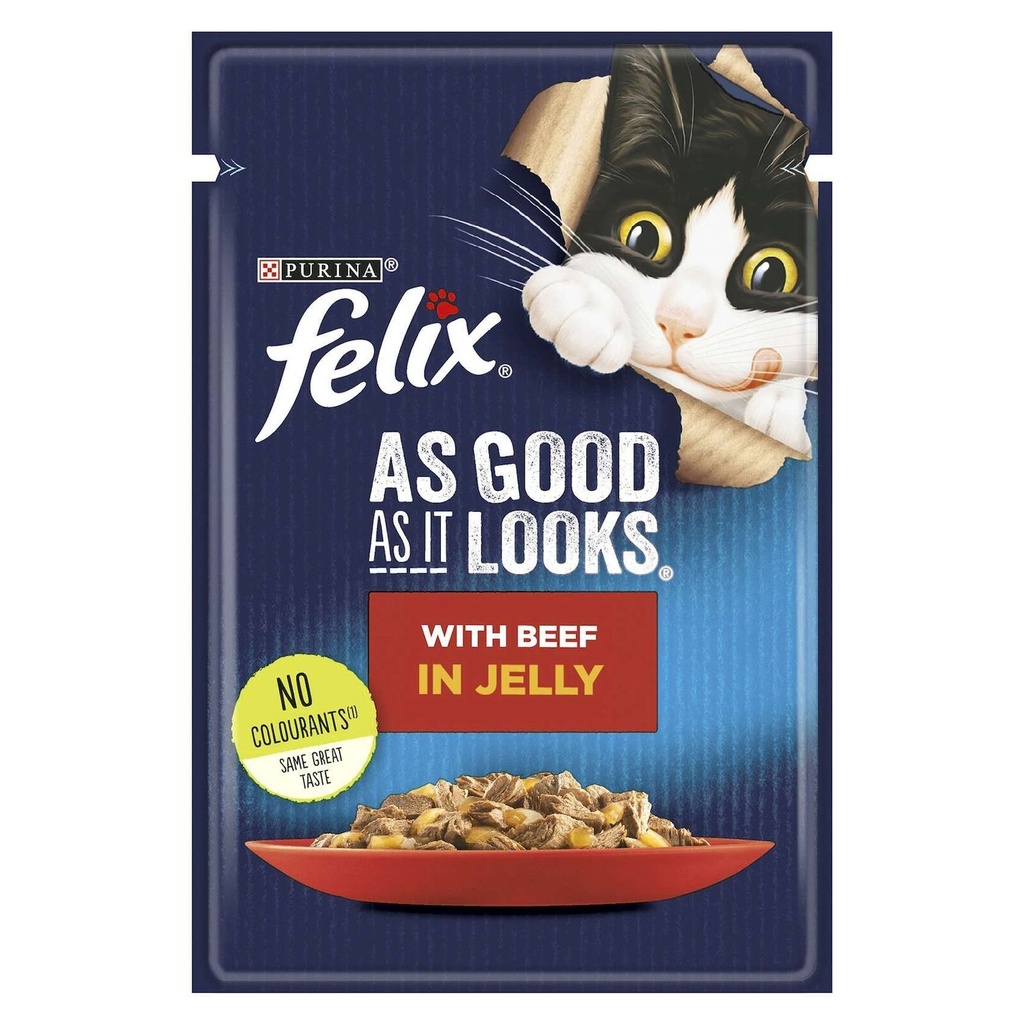Felix Wet Cat Food with Beef in Jelly, 85g