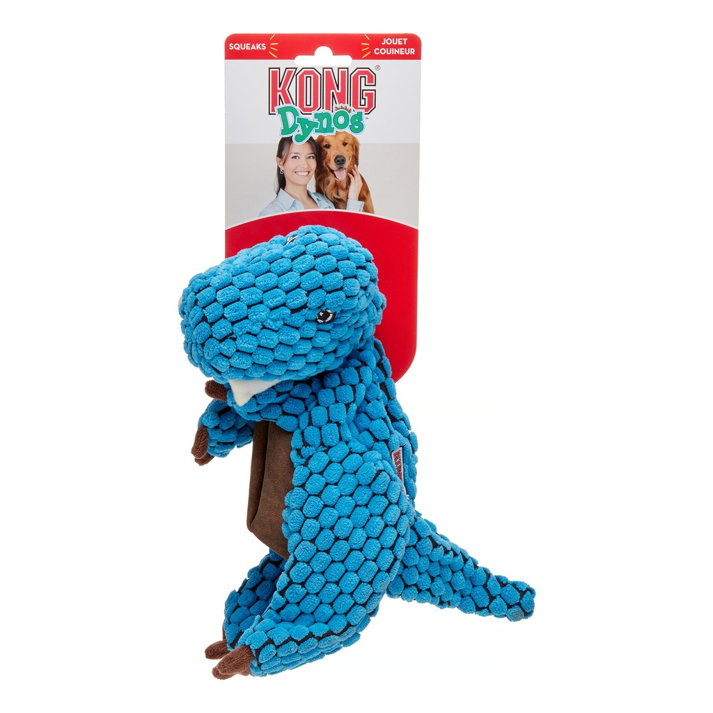 KONG Dynos TRex Plush Dog Toy, Blue, Large