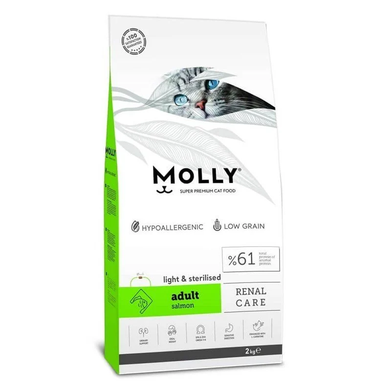 MOLLY Renal Care Low Grain Salmon Light Neutered Cat Food - 2 kg