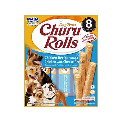 INABA Churu Dog Treat Chicken And Cheese Recipe Rolls 8x12g