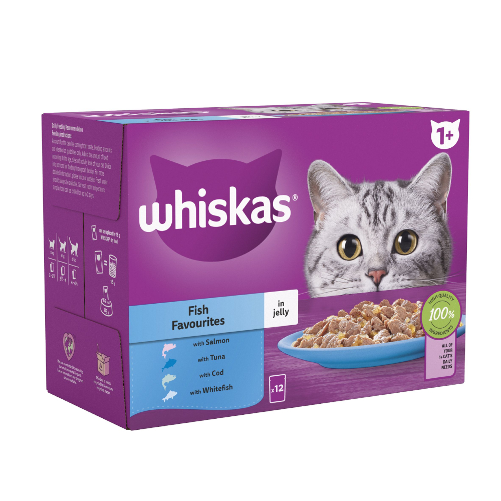 Whiskas 1+ Fish Favourites in Jelly (12 x 85g)