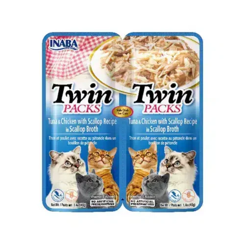 INABA Twins Cat Wet Food Tuna & Chicken In Scallop Broth 40g