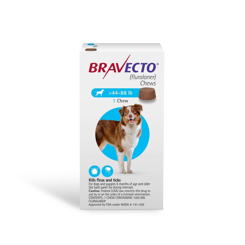 Bravecto Chews for Dogs 44-88 lbs, 3 Month Supply
