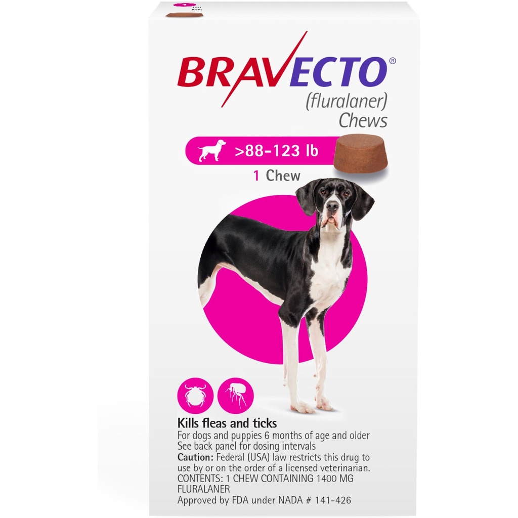 Bravecto Chews for Dogs 88-123 lbs, 3 Month Supply