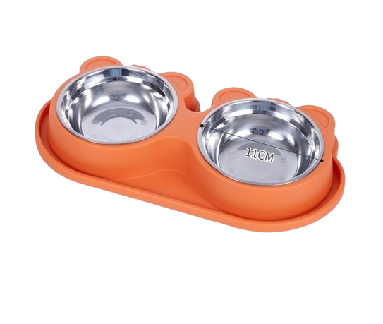 Double Food and Water Bowl with Silicone Base