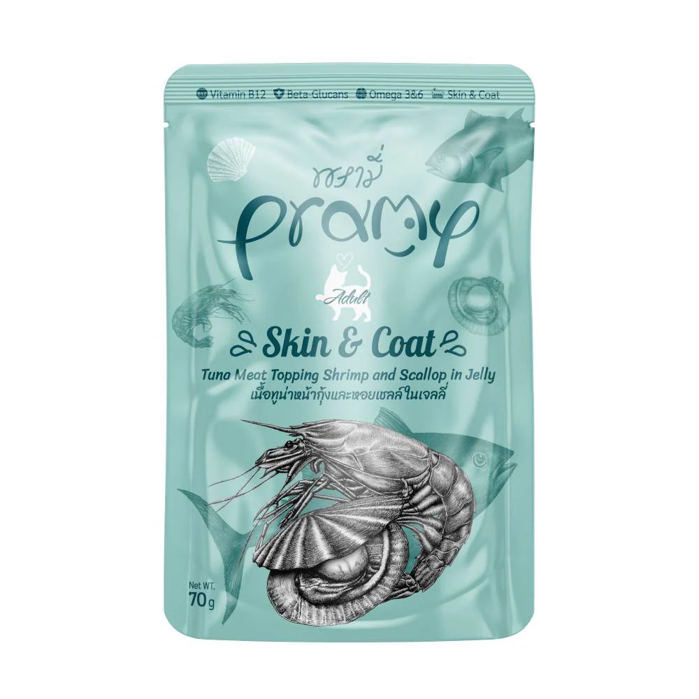 Pramy Wet Cat Food - Tuna & Shrimp in Jelly 70g