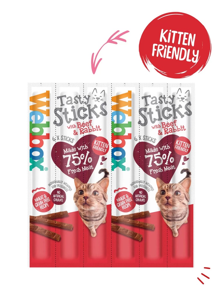 Webbox Cat Treat Sticks Beef & Rabbit 6x5g