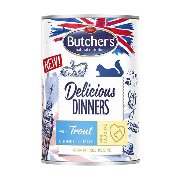 Butcher's Wet Cat Food with Trout Chunks in Jelly 400g