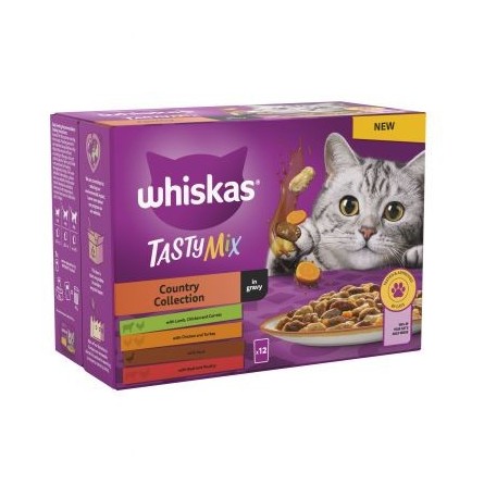 Whiskas Tasty Mix Cat Wet Food 12x85g - country collection in gravy