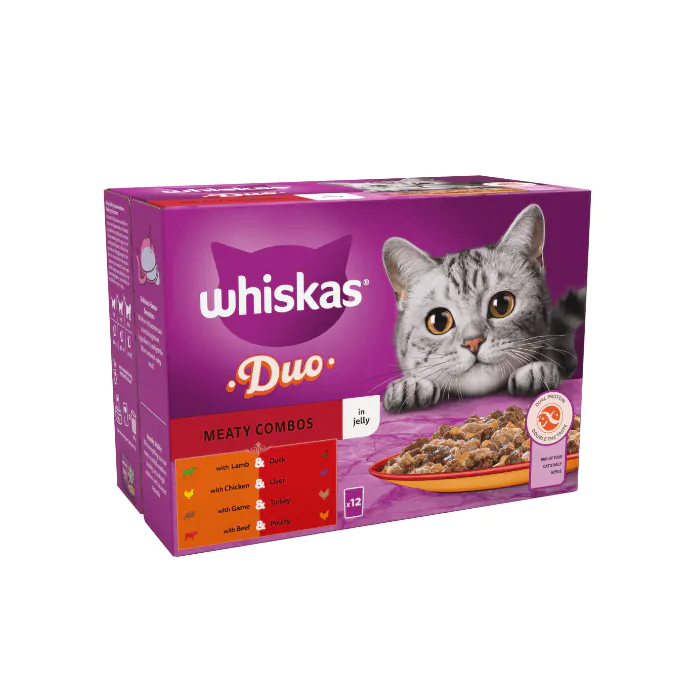 Whiskas 1+ Cat Pouches Duo Meaty Combos in Jelly (12 x 85g)