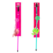 HILTON Rod with Ball and Feathers 50 CM Mix Color – A Toy for a Cat 