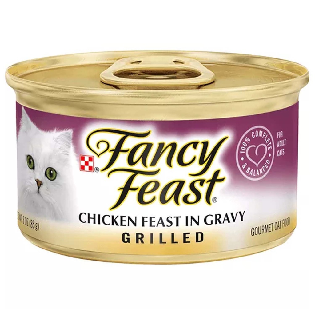 Purina Fancy Feast Wet Cat Food for Adult Cats Grilled Chicken 3 Oz Can.