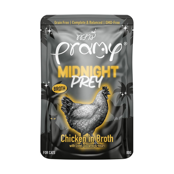 PRAMY MIDNIGHT PREY CHICKEN IN BROTH 80G