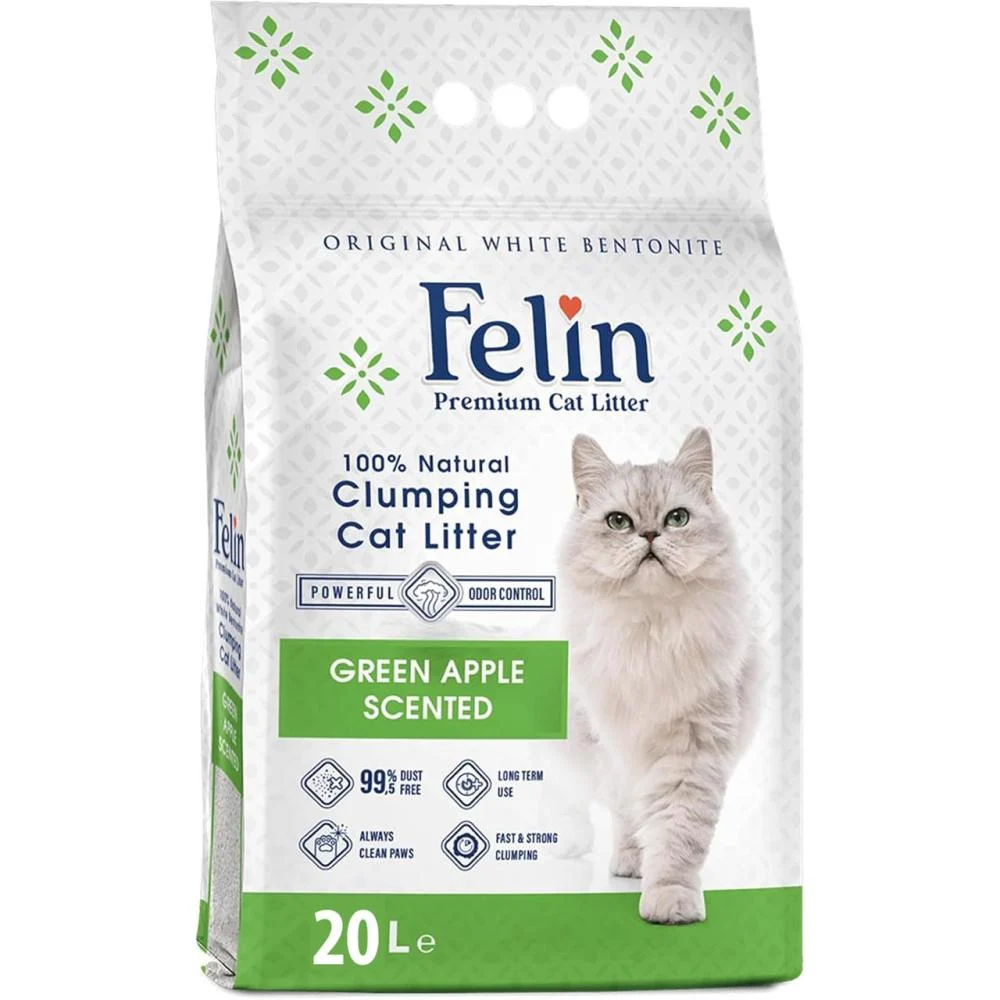   رمل  القطط فيلين 100% طبيعي برائحة التفاح