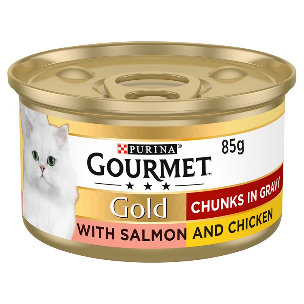 Gourmet Cat Wet Food Gourmet Gold Chunks In Gravy With Salmon And Chicken 85g