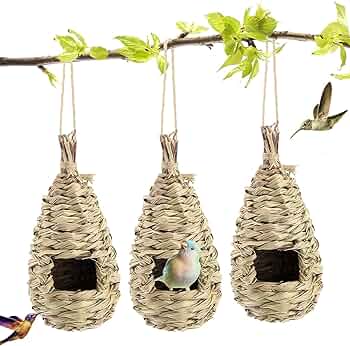 Bird Hummingbird House - Handwoven Grass Nest