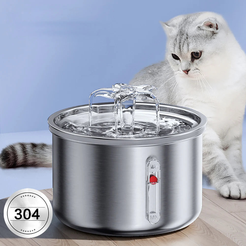 Cat Water Dispenser Fountain Flower Fully Stainless Steel 2.8l