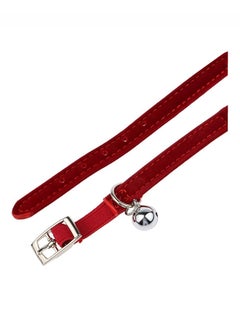 Adjustable Soft Velvet Cat Collar with Removable Bell - Red 20cm