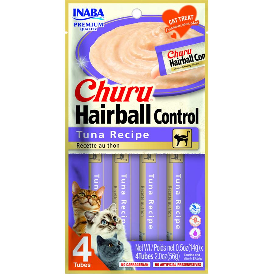 INABA Churu Cat Treat Hairball Control, Tuna Recipe 4x14g