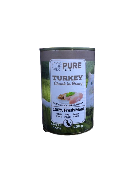 Pure Pet Turkey Chunks in Gravy 400g