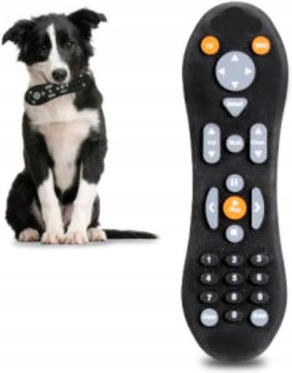 Rubber dog toy shaped like a TV remote,