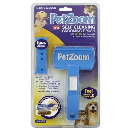 Pet Zoom Self-Cleaning Grooming Brush for Cats and Dogs – 17cm