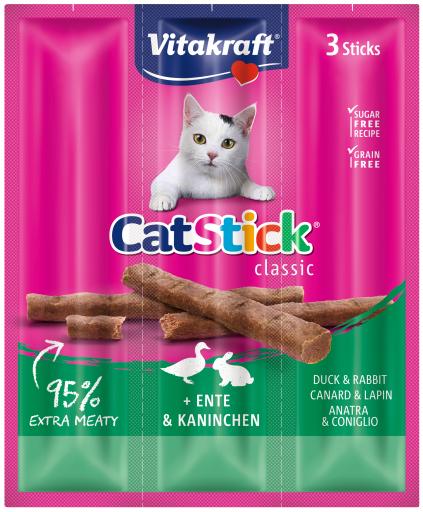 Vitakraft Catstick Cat Snack Stick with Duck & Rabbit - 3 Sticks × 6g