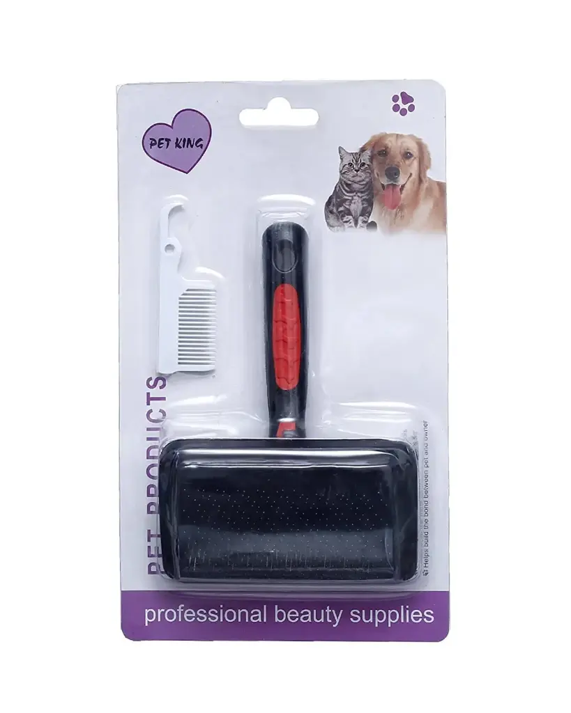 Pet King Grooming Brush for Cats & Dogs – Black & Red ( S ) 