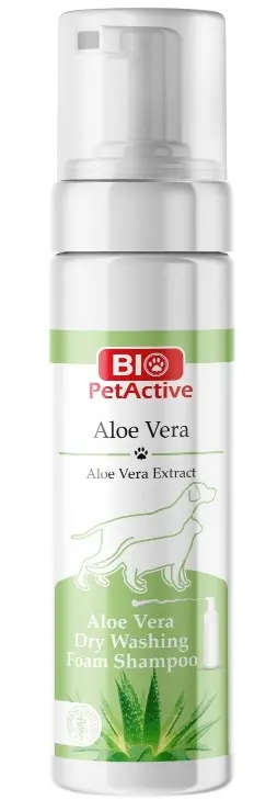 Biopetactive, Aloe Vera Dry Cleaning Foam-Shampoo For Cats And Dogs, 200 Ml 