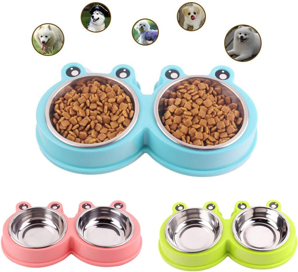 Pet Bowl Stainless Steel Double Bowl  (small)