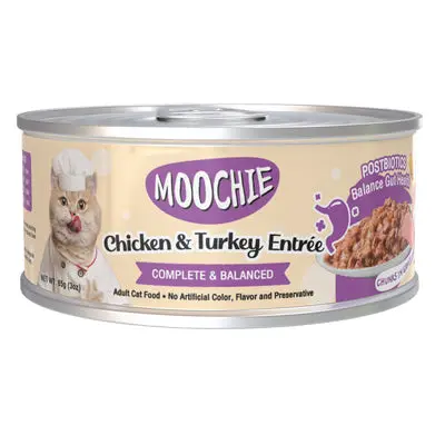 moochie chicken and turkey entree in gravy 156g