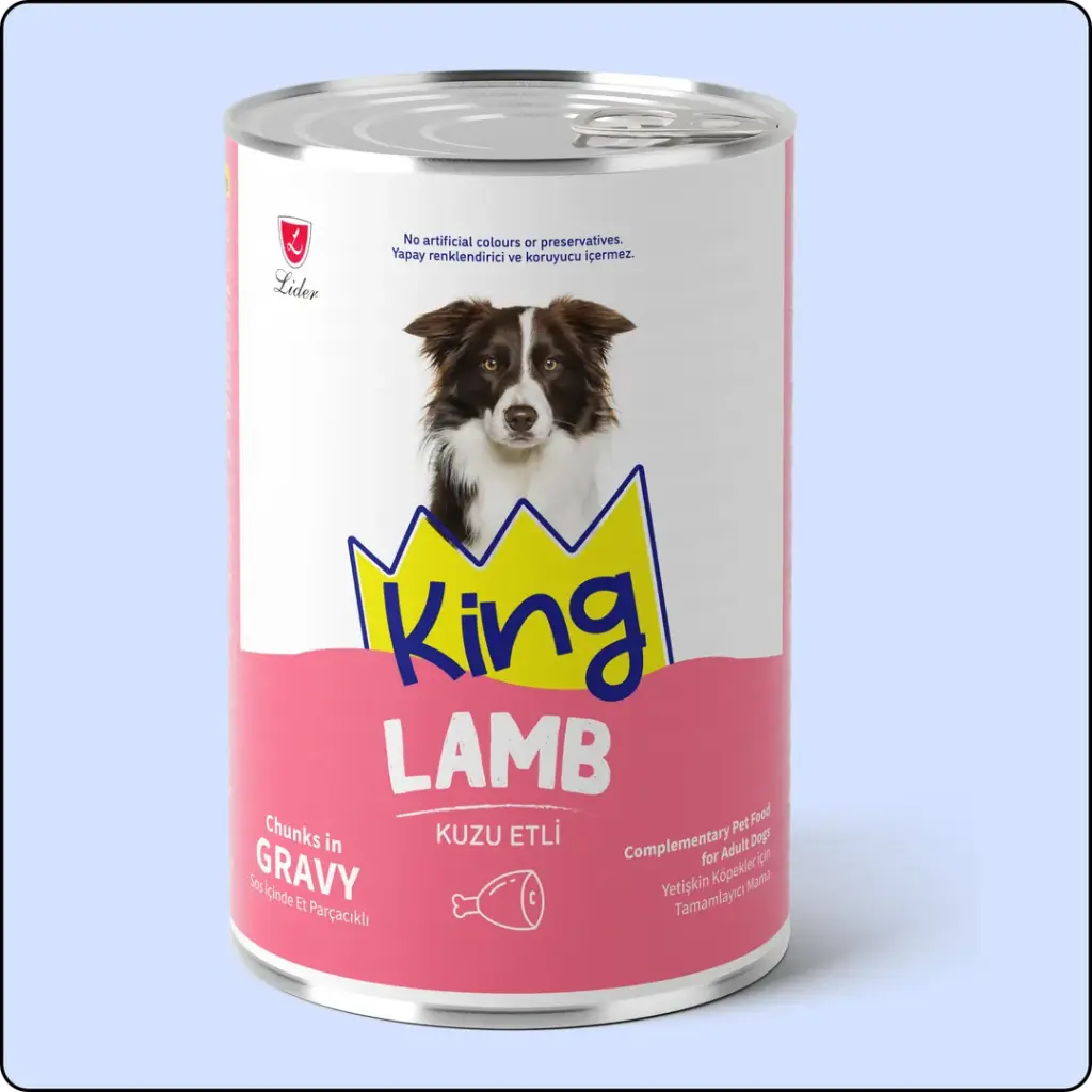 king lamb chunks in gravy doog food 400g