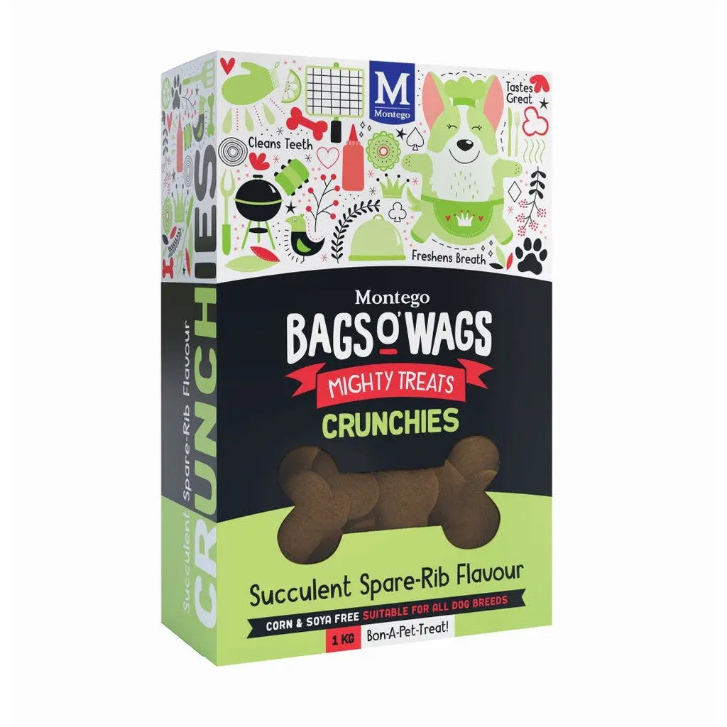 Bags Wags Dog Treat 1kg - crunchies rib