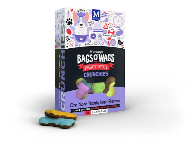 Bags Wags Dog Treat Crunchies Nicely Iced 1kg
