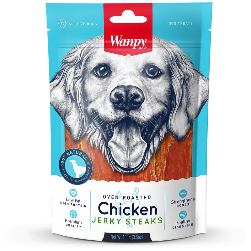 Wanpy Oven-Roasted Chicken Jerky Steaks Dog Treats