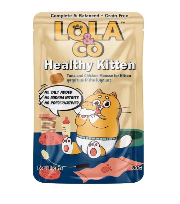 LOLA & CO Tuna and Chicken Mousse For healthy Kitten Pouch 80g
