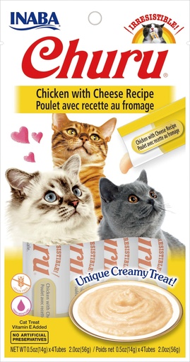 Inaba Churu Grain-Free Chicken with Cheese Cat Treat – 4 Tubes (2 oz)