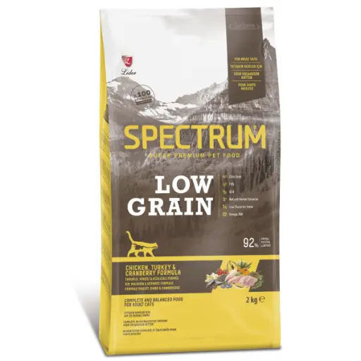 Spectrum Low Grain Cat Food for Adult Cats with Chicken, Turkey, and Cranberries, 2 kg
