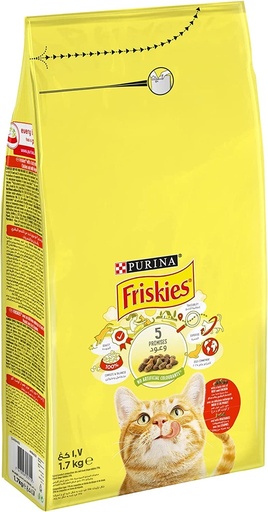 Friskies Cat Food with Chicken, Beef, and Vegetables 1.7 kg